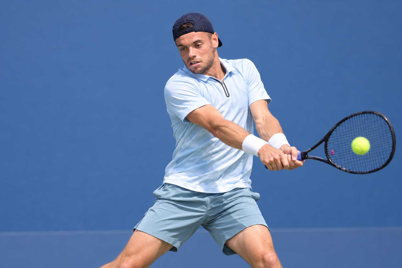 Arthur Gea in action at the 2026 US Open after reaching the Round of 16